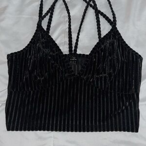 Black Striped Crop Top